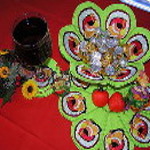 Appliqué Thanksgiving Bowl with doily