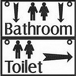Appliqué Bathroom Direction Signs