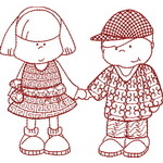 Boys and Girls Redwork Filling