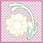 Trapunto Flower Quiltblock 07