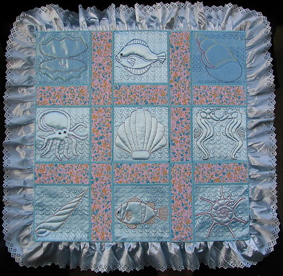 Trapunto Aqua Marine Quiltblocks