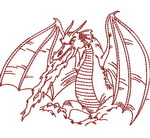 Redwork Dragon 05