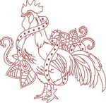 Ink Roosters - Redwork